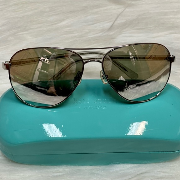 KATE SPADE ♠️ AVIATOR SILVER FRAME SUNGLASSES NEW IN ORIGINAL BOX - Picture 15 of 16